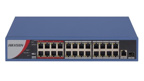 Hikvision DS-3E0326P-E/M(B) 24 Port Fast Ethernet Unmanaged POE Switch + 1 Port Gigabit SFP + 1 Port Fiber Optical