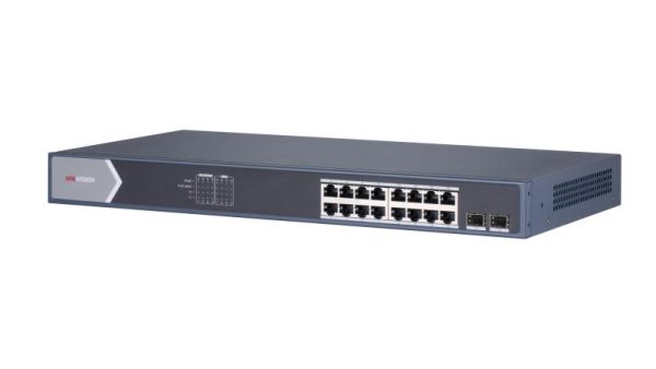 Hikvision DS-3E0518P-E/M 16 Port Gigabit Unmanaged POE Switch , 2 × Gigabit SFP fiber optical port - Image 2